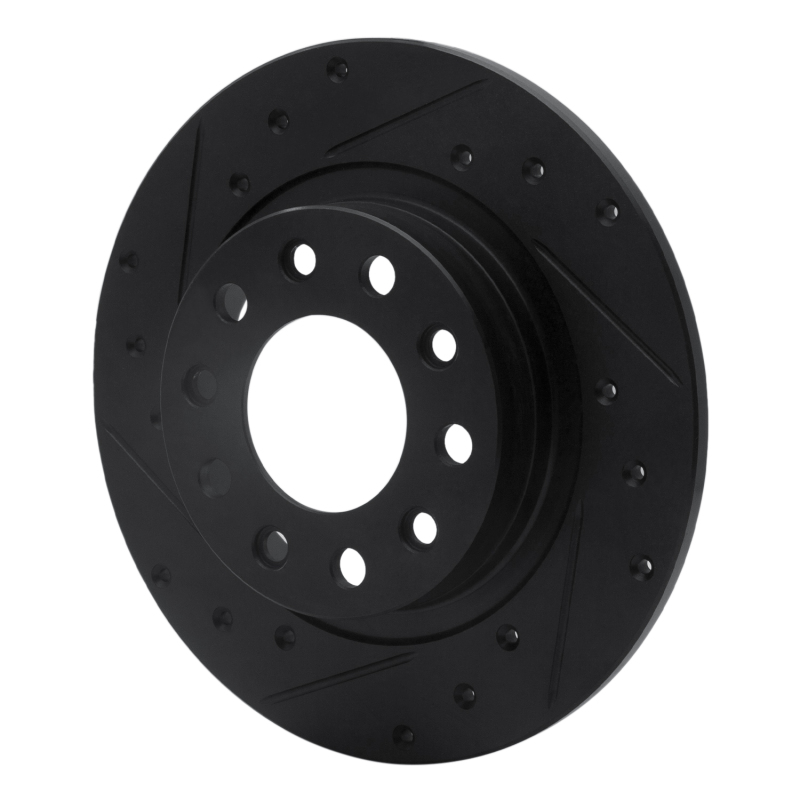 Dodge Dart Brake Rotor (1) - Rear Left - R1 Concepts - Drilled & Slotted - Black - `13-`16